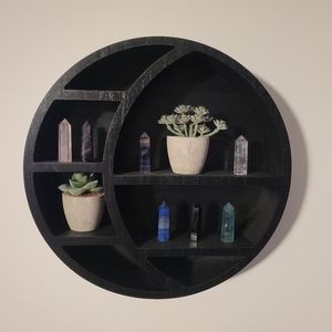 Hanging Wooden Crescent Moon Shelf Wall Decor